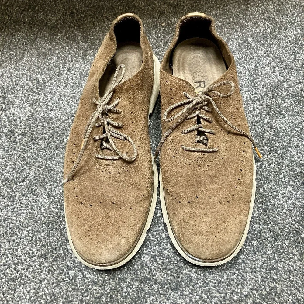 Cole Haan Size 9.5 M ZEROGRAND 360 Light Brown Suede Men's Wingtip Dress Shoes